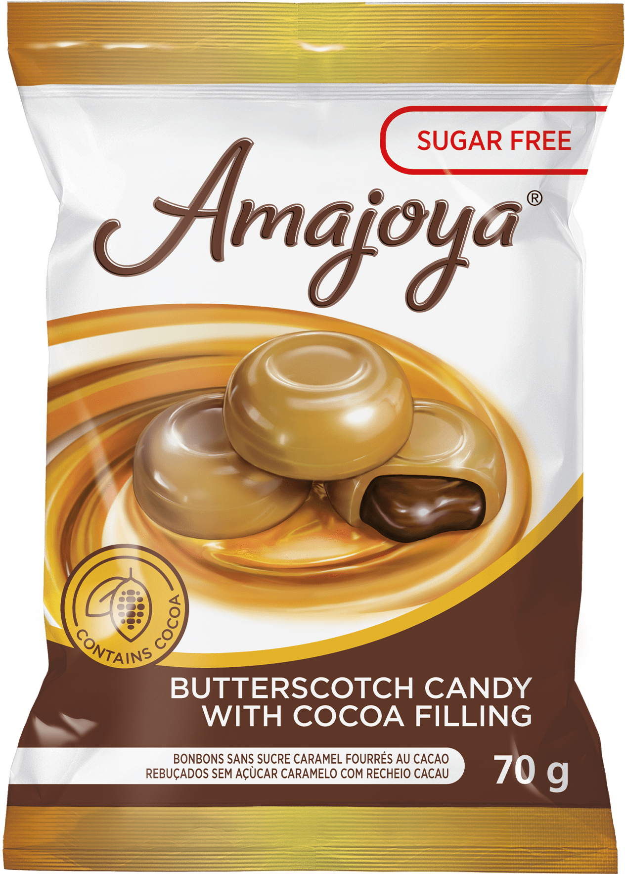Amajoya Sugar Free Butterscotch Candy with Cocoa Filling