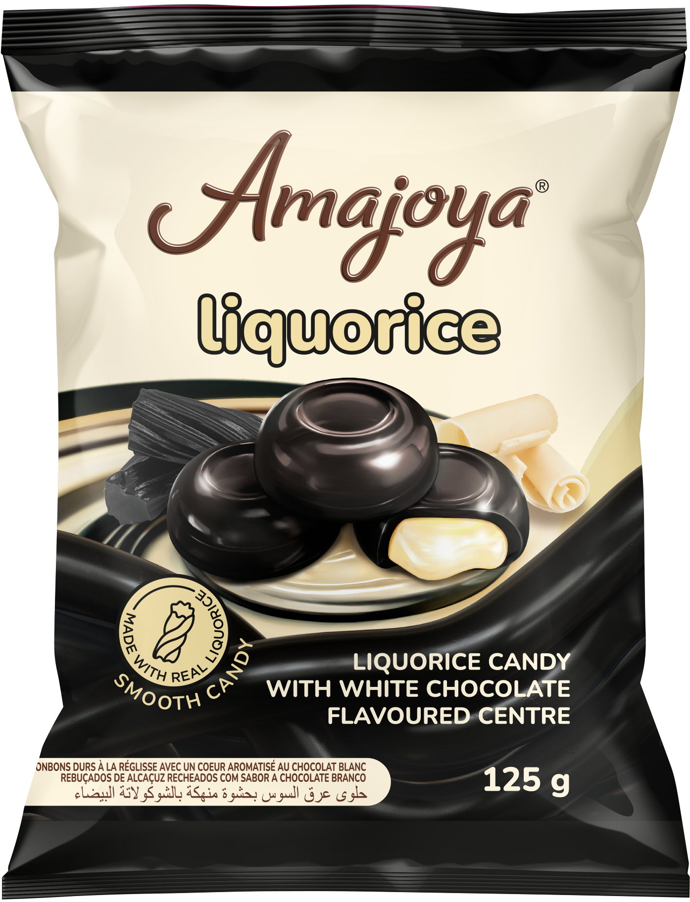 Amajoya Liquorice Candy with White Chocolate Flavoured Centre